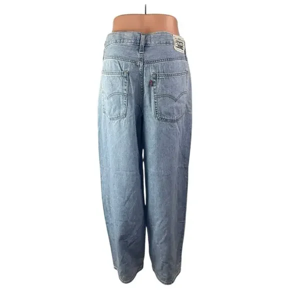 Levi's Baggy Dad Women's Blue High Rise Straight Wide Leg Denim Jeans Pants 31 - Picture 2 of 9